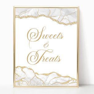 Elegant White Gold Agate Sweets and Treats Sign