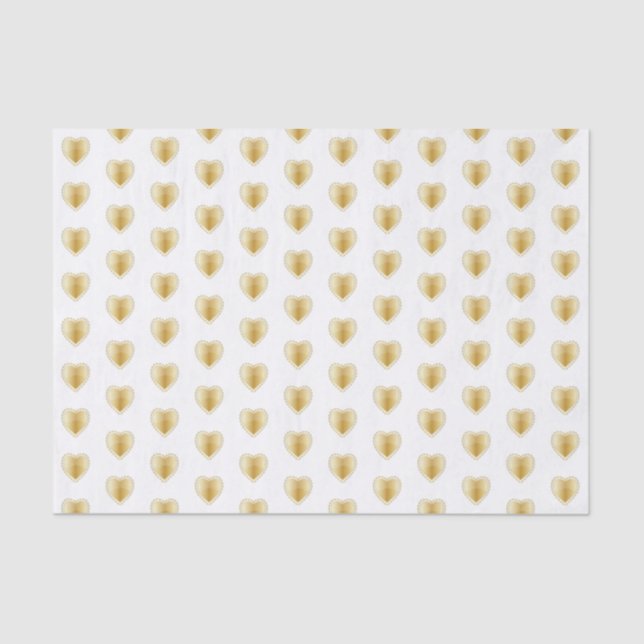 Elegant White Gold and Diamond Hearts Tissue Paper (Front)