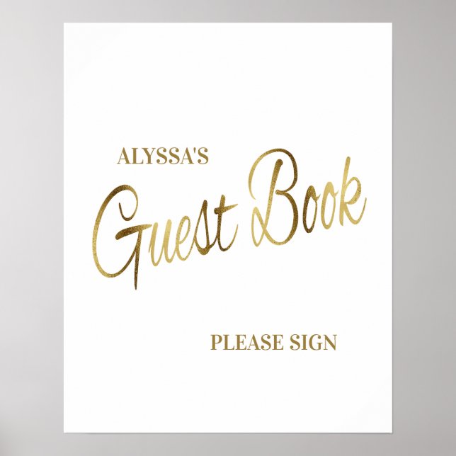 Elegant White Gold Baby Shower Guestbook (Front)