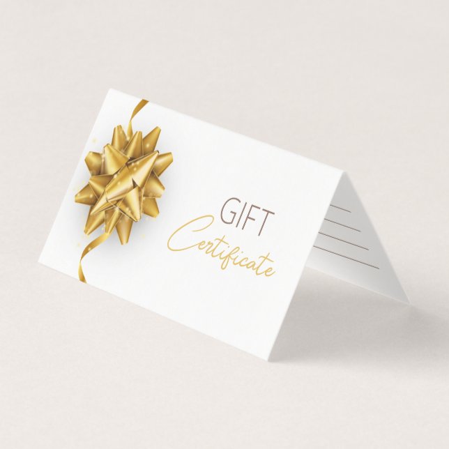 Elegant White Gold Bow Classy Luminous Gift Card (Front)