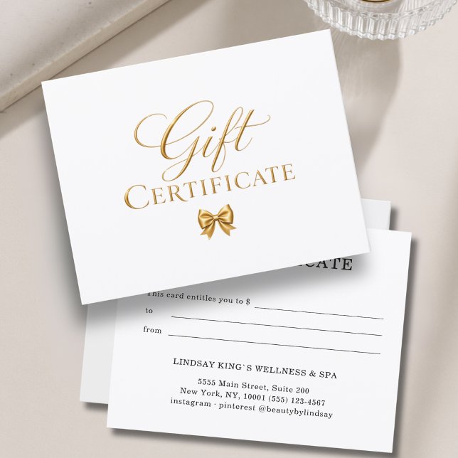 Elegant White Gold Bow Gift Certificate (Elegant White Gold Bow Gift Certificate)