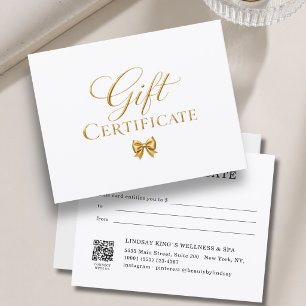 Elegant White Gold Bow Gift Certificate