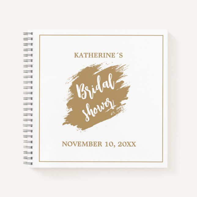 Elegant White Gold Bridal Shower Square Soft Lines Notebook (Front)