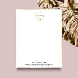 Elegant White & Gold Business Logo Luxury Branded Letterhead