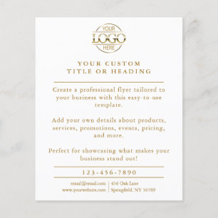 Elegant White & Gold Business Logo Promotional Flyer