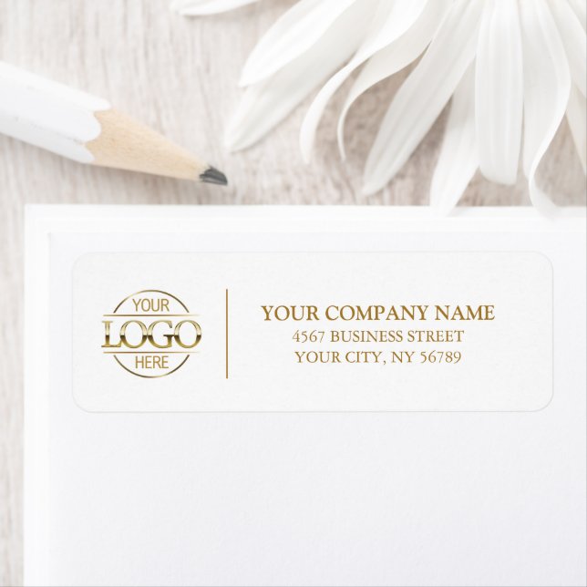 Elegant White Gold Business Logo Return Address (Insitu)