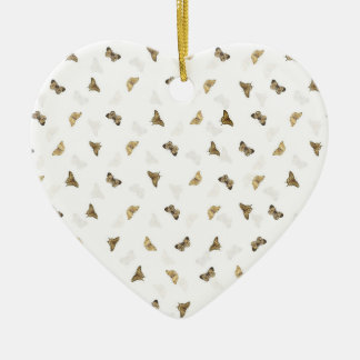 Elegant White Gold Butterflies Ceramic Ornament