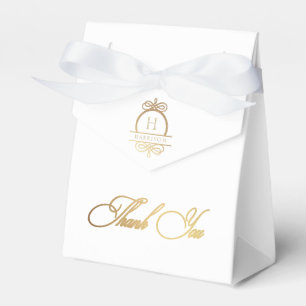 Elegant White Gold Calligraphy Thank You Favour Bo Favor Box