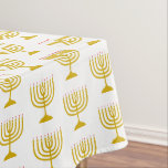 Elegant White Gold | Chanukah Hanukkiyah | MENORAH Tablecloth<br><div class="desc">Elegant white MENORAH Tablecloth,  showing with faux gold menorah in a tiled pattern. This is a minimalist,  simple,  elegant design,  especially suitable for your Hanukkah celebrations.  Available in other colours,  or you can change the colour by clicking on Customize Further and choosing from the colour palette.</div>
