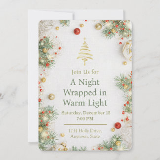 Elegant White & Gold Christmas Party Invitation