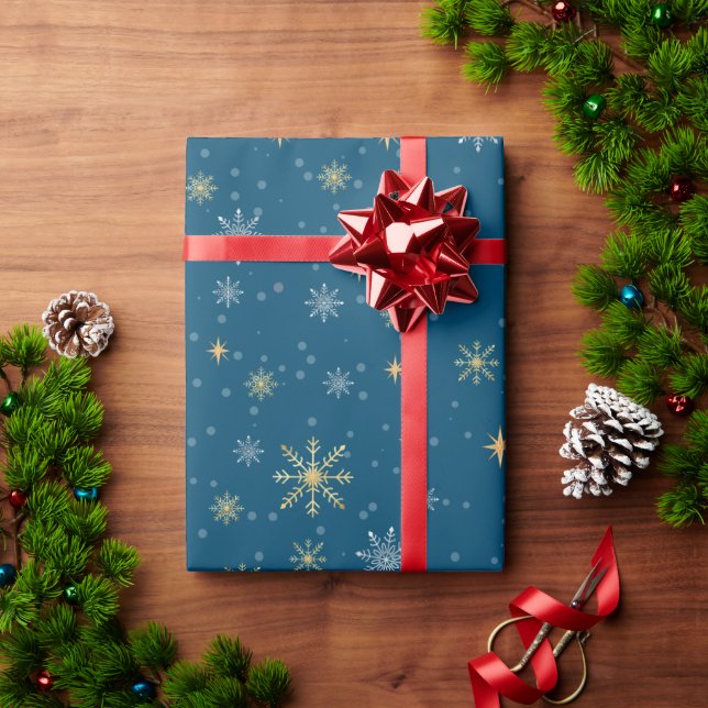 Elegant White Gold Christmas Snowflakes Wrapping Paper (Holiday Gift)