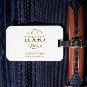 Elegant White Gold Corporate Company Business Logo Luggage Tag