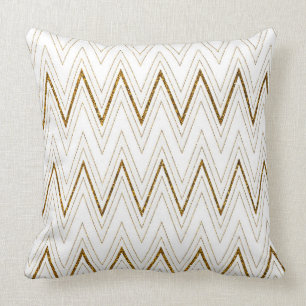 Elegant White gold faux glitter chevron pattern Throw Pillow
