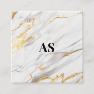 Elegant white gold faux glitter marble monogram appointment card