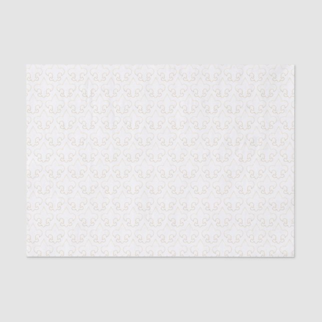 Elegant White & Gold Fleur De Lis Tissue Paper (Front)
