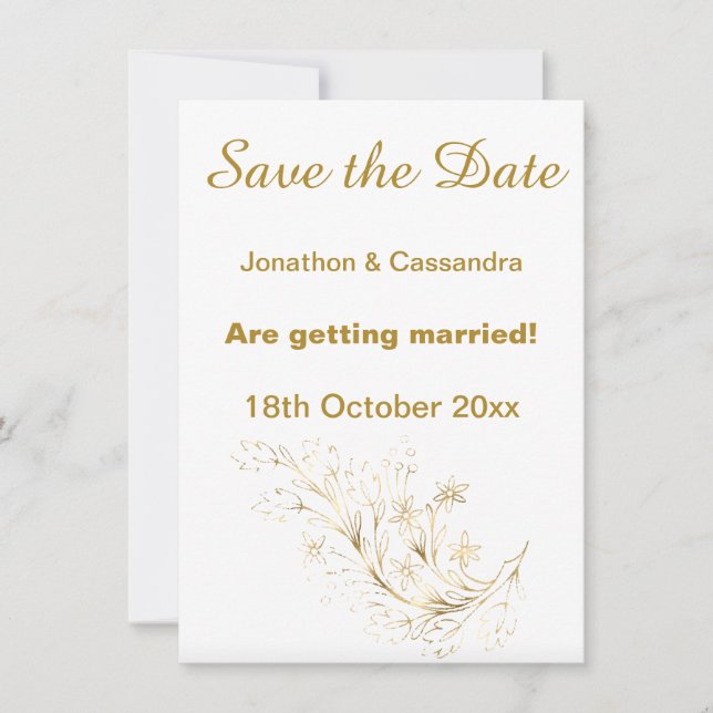 ELEGANT WHITE GOLD FLORAL CRYSTAL SAVE THE DATE (Front)