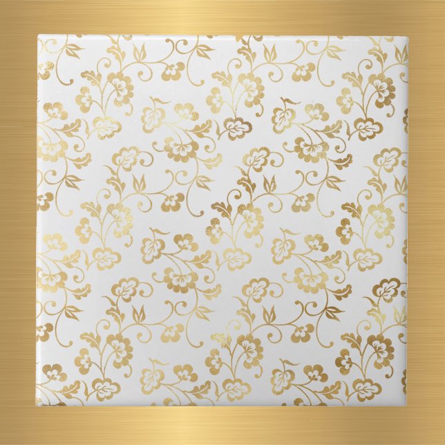 Elegant White Gold Floral Tile (Creator Uploaded)