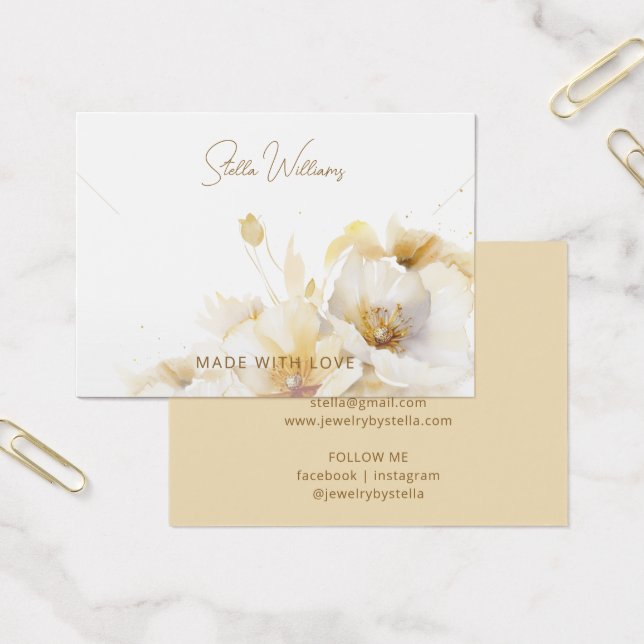 Elegant White Gold Flower Necklace Display Card (Office)