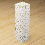 Elegant White & Gold Foil Christmas Stars & Waves Wine Box<br><div class="desc">Elegant White and Gold Foil Christmas Stars and Waves design</div>
