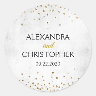 Elegant White Gold Foil Confetti Envelope Seal