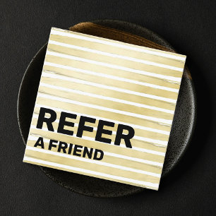 Elegant white gold foil paint striped professional referral card
