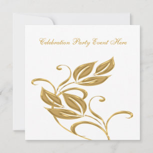 Elegant White Gold Glass Floral All Events Invitation