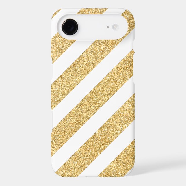 Elegant White Gold Glitter Stripes Case-Mate iPhone Case (Back)