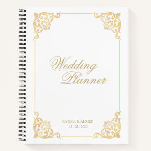 Elegant White Gold Islamic Muslim Wedding Planner Notebook