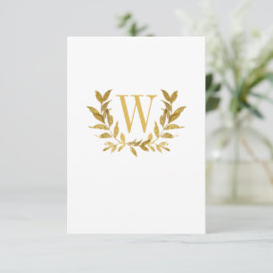 Elegant White Gold Leaf Modern Chic Wedding Thank You Card