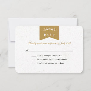 Elégant White Gold Library Theme Wedding Carte RSV