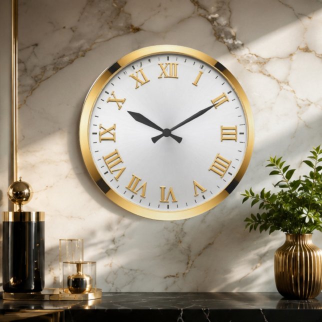  Elegant White & Gold Luxury  Large Clock (Creator Uploaded)
