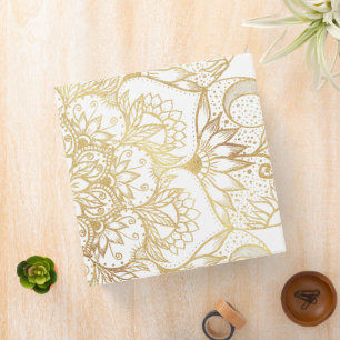 Elegant White Gold Mandala Floral Binder