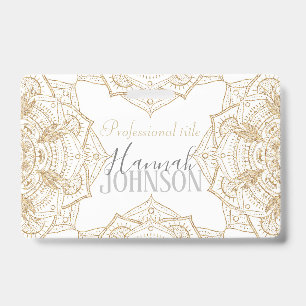 Elegant White & Gold Mandala Hand Drawn Design Badge