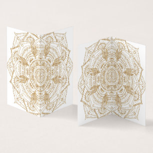 Elegant White & Gold Mandala Hand Drawn Design Business Card