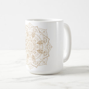 Elegant White & Gold Mandala Hand Drawn Design Coffee Mug