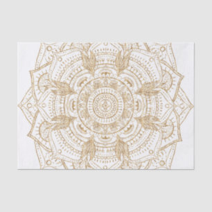 Elegant White & Gold Mandala Hand Drawn Design Tissue Paper