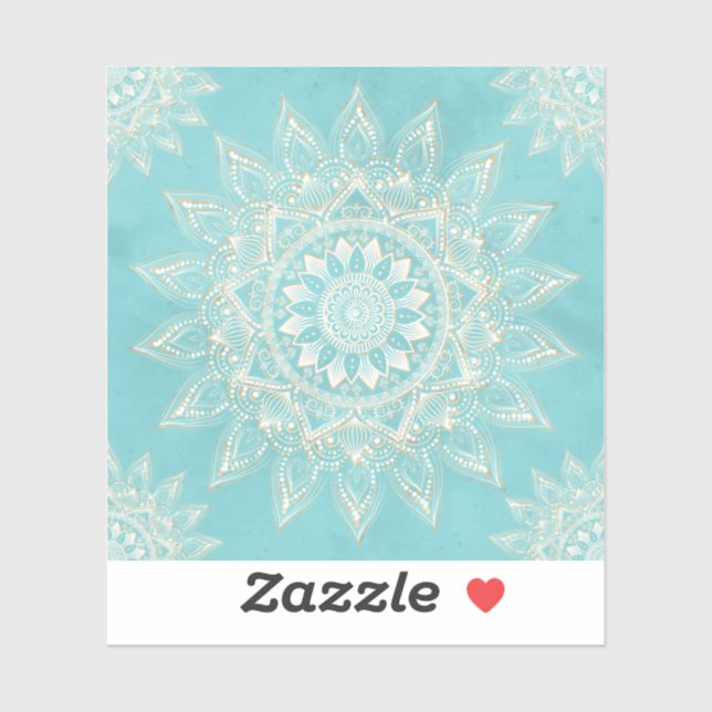 Elegant White Gold Mandala Sky Blue Design (Sheet)