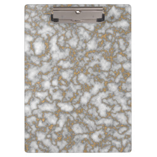 Elegant  White Gold Marble Clipboard