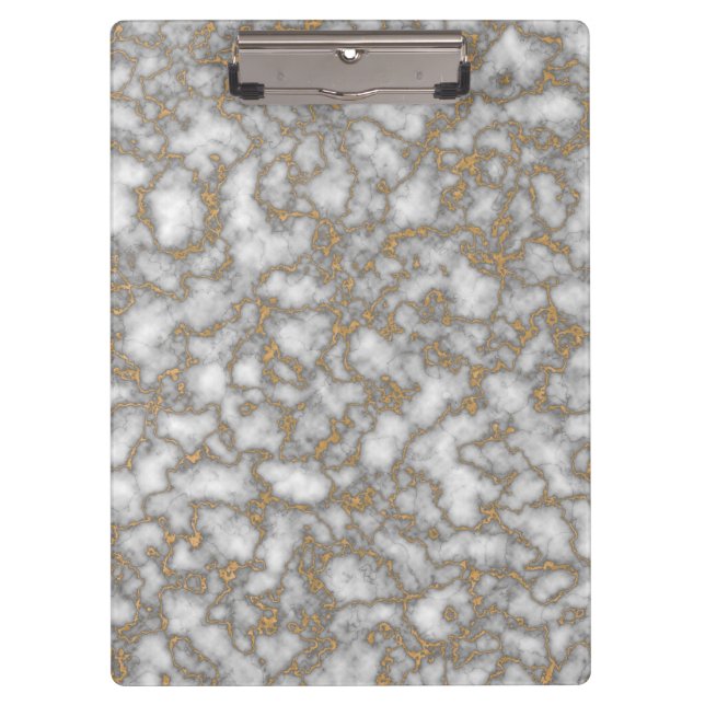 Elegant  White Gold Marble Clipboard (Front)