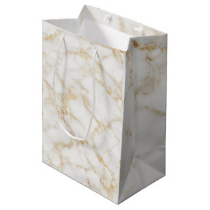 Elegant White & Gold Marble Gift Bag
