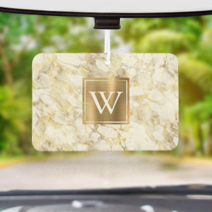 Elegant White Gold Marble Monogram Air Freshener