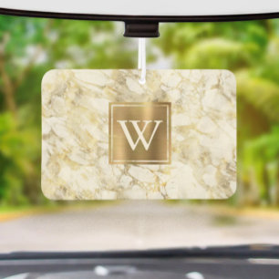 Elegant White Gold Marble Monogram Air Freshener