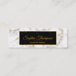 Elegant White Gold Marble Name - Business Card