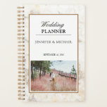 Elegant white gold marble photo Wedding planner<br><div class="desc">Elegant white and gold marble pattern,  photo,   Wedding planner.
You can add your own photo,  text,  names and date and create a very personal and unique planner.
Perfect planner to plan your wedding day.</div>