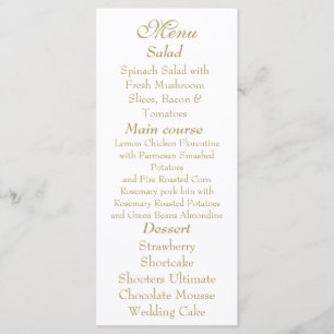 Elegant White & Gold Menu card