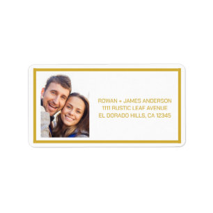 Elegant White Gold Minimal Wedding Return Address Label