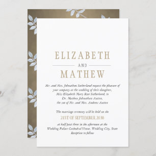 Elegant White Gold Modern Wedding Invitation