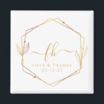 Elegant White Gold Monogrammed Thank You Wedding Magnet<br><div class="desc">Make sure your guests never forget your special day with these elegant wedding magnets. Featuring a luxurious white and gold design, these magnets are the perfect addition to any wedding favour bag or welcome package. The monogrammed initials of the happy couple are prominently displayed, along with the thank you note...</div>