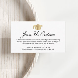 Elegant White Gold Online Graduation Party Enclosure Card