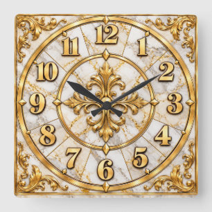 Elegant White & Gold Ornate Luxury Clock